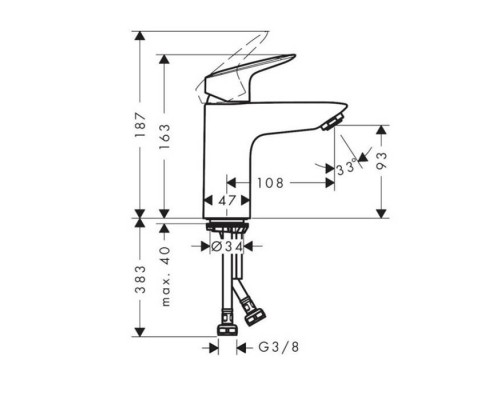 Hansgrohe Logis, Смеситель для раковины, Без донного клапана, Цвет: хром. 71101000
