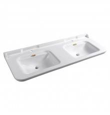 Kerasan Waldorf Раковина 150х55 см, 1 отв., двойная, керамическая, цвет: белый/золото. 4143K1bi/cr*1,  811391oro