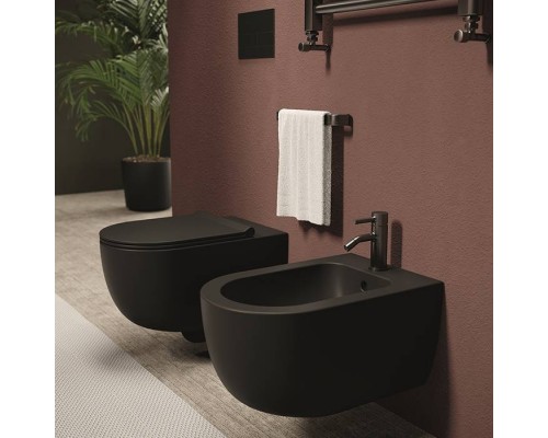 Alice Unica Унитаз 55х35см., подвесной, безободковый, без сиденья и крышки, цвет: чёрный матовый. 32240108,  FIX10