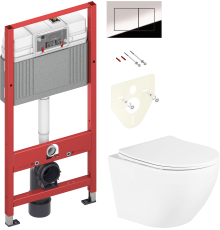 Комплект Унитаз подвесной BelBagno Uno BB3105CHR/SC + Инсталляция TECE Now 9400412 4 в 1 с кнопкой смыва