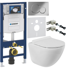 Комплект Унитаз подвесной BelBagno Amanda BB051CHR безободковый + Крышка Piano BB2111SC с микролифтом + Инсталляция Geberit Duofix UP 320 111.300.00.5 + Кнопка Sigma 01 115.770.21.5 хром + Крепления 111.815.00.1 к стене + Шумоизоляция 156.050.00.1