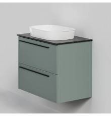 Тумба с раковиной La Fenice Elba Twin 80 подвесная, grigio, столешница черный мрамор, раковина белая матовая
