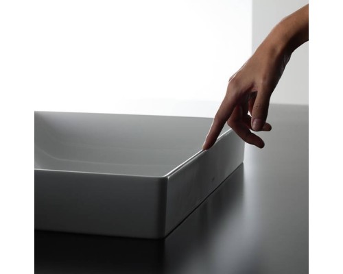 TOTO TR Lavatory Раковина 60x38x13.7 см, без отв., полувстраиваемая, с переливом, CeFiONtect, LinearCeram, цвет: белый . L4716RE#XW