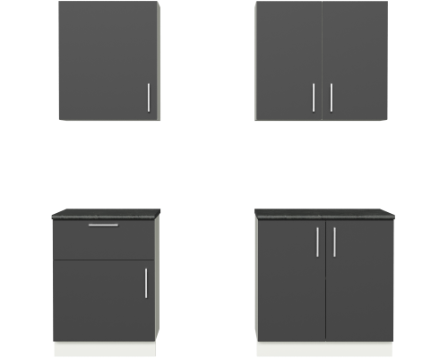 Кухонный гарнитур Domaci Болонья 200 см, фасад графит, ручка хром, столешница луна KUH-708322
