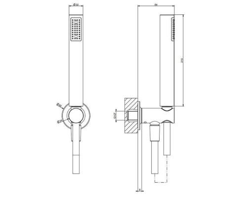 Gessi Inciso Душевой комплект, вывод, держатель, шланг 1,50 м и душевая лейка, цвет: gold brushed CCP. 58123#087