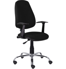 Компьютерное кресло BRABIX Comfort MG-322 регулируемая эргономичная спинка, черное, опора хром