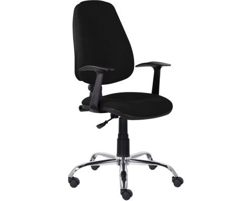 Компьютерное кресло BRABIX Comfort MG-322 регулируемая эргономичная спинка, черное, опора хром