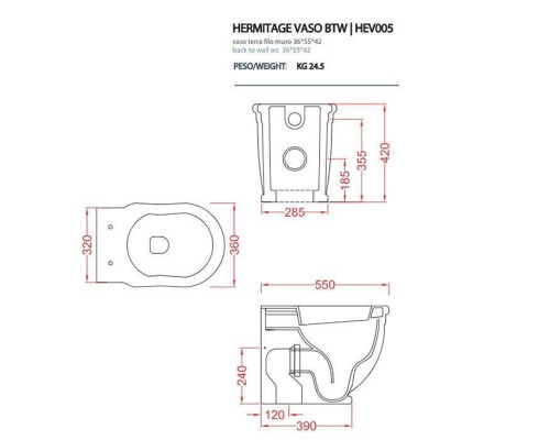 Artceram HERMITAGE Унитаз пристенный , выпуск в стену, белый, 36х55см, цвет: белый. HEV005 01 00 Artceram HERMITAGE Унитаз пристенный , выпуск в стену, белый, 36х55см, цвет: белый. HEV005 01 00