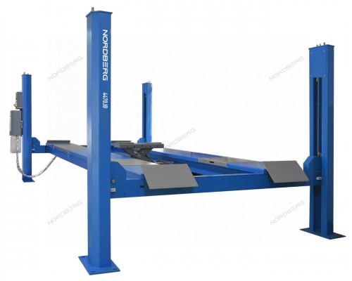 Подъемник 4-стоечный 7 т, c ручной траверсой 3 т N434, для сход-развала, 380 В, синий NORDBERG 4470J
