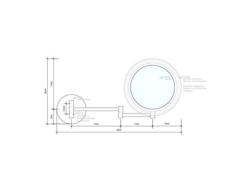 Decor Walther BS 16 Touch Косметическое зеркало 20см, подвесное, увел. 5x, сенсорный вкл., подсветка LED, цвет: хром. 0121400