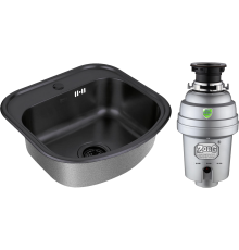 Комплект Мойка кухонная Zorg Inox PVD SZR 4749 GRAFIT графит + Измельчитель Inox D ZR-38 D