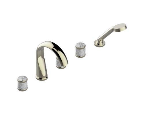 THG Hirondelles Смеситель на борт ванны, 5 отв., с ручным душем, цвет: Soft gold. A4J-F30-1132SG