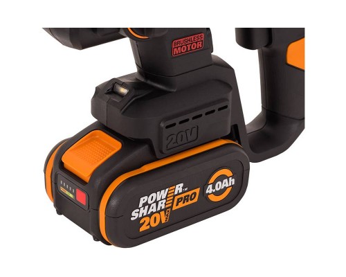 Перфоратор аккумуляторный бесщеточный WORX WX381, 20В, 4Ач x1, ЗУ 2А, кейс