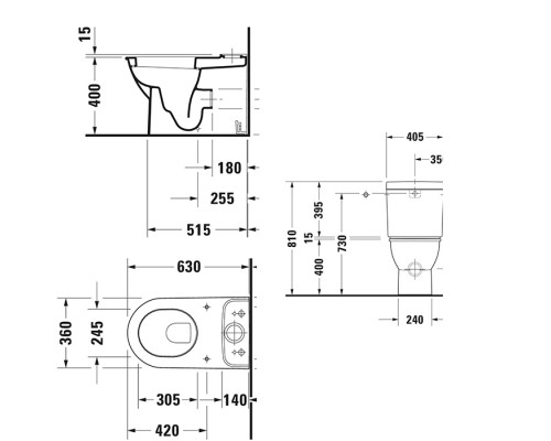 Duravit Darling Унитаз 37х63 см, без бачка, с вертикальным смывом, включая крепеж, цвет: белый. 2138090000