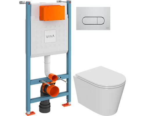 Комплект Унитаз подвесной Bauedge Bau Nimb Hurricane-2 безободковый, с микролифтом, белый + Инсталляция VitrA V-Fix Core 732-5800-01 с кнопкой смыва Root R 740-2280 хром Комплект Унитаз подвесной Bauedge Bau Nimb Hurricane-2 безободковый, с микролифтом, белый + Инсталляция VitrA V-Fix Core 732-5800-01 с кнопкой смыва Root R 740-2280 хром