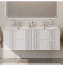 Тумба с раковиной Cezares Duet 140, bianco lucido, раковина Cezares CZR-8095-140-2 двойная