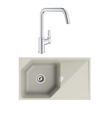 Комплект Мойка Rivelato Locus LS-85 topazio + Смеситель Grohe Eurosmart