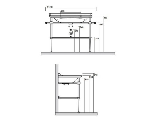 Kerasan Waldorf Консоль 100х42см, напольная, с раковиной на 1 отв., цвет: консоли: cromo (хром). 4142K1bi/cr*1,  9196K1cr