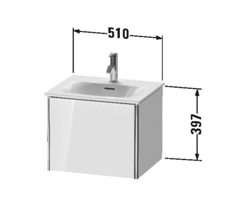Duravit XSquare База подвесная 51x41.8x39.7см с раковиной, 1 выдвижное отделение, цвет: глянцевый белый. XS422102222,  23445300001
