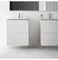 Laufen Kartell Тумба с керамической раковиной 60х50х72.5см, с 2 выдвиж. ящиками с 1 отв. под смеситель, подвесная, цвет: белый матовый. 8.6033.3.640.104.1