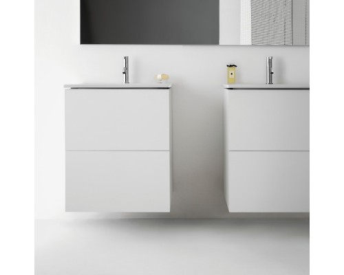 Laufen Kartell Тумба с керамической раковиной 60х50х72.5см, с 2 выдвиж. ящиками с 1 отв. под смеситель, подвесная, цвет: белый матовый. 8.6033.3.640.104.1