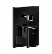 Gessi Eleganza Встраиваемый однорычажный смеситель с автоматическим переключателем ванна/душ, внешняя часть, цвет: черный металлик. 46079#706