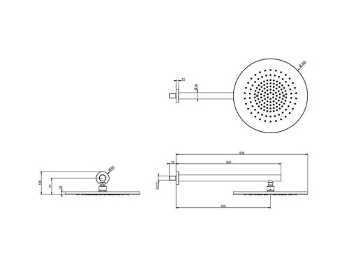 Gessi 316 Душевая головка шарнирная для настенного крепления на 1/2, Oslash;350мм, цвет: brushed black metal pvd. 54148#707