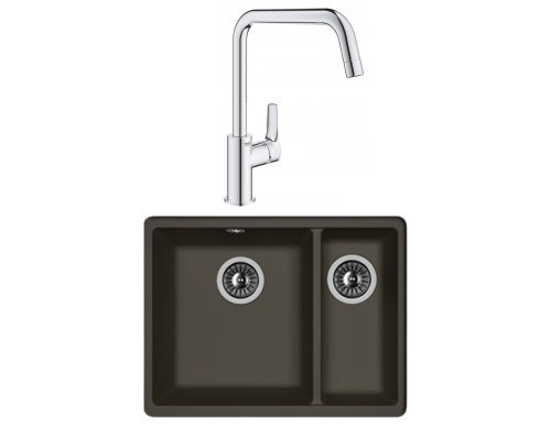 Комплект Мойка Florentina Вега 335/160 антрацит + Смеситель Grohe Eurosmart