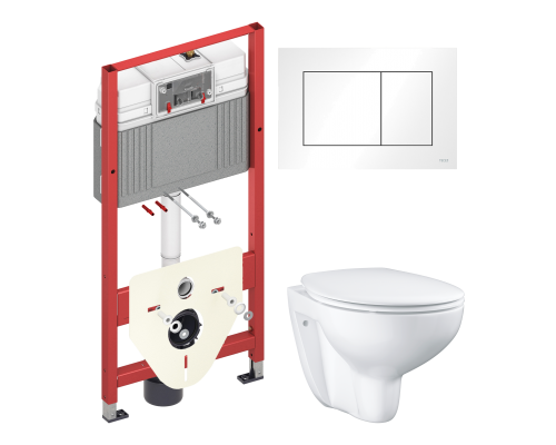 Комплект Унитаз подвесной Grohe Bau Ceramic 39351000 безободковый, альпин-белый + Инсталляция TECE Base 9400413 4 в 1 с кнопкой смыва Комплект Унитаз подвесной Grohe Bau Ceramic 39351000 безободковый, альпин-белый + Инсталляция TECE Base 9400413 4 в 1 с кнопкой смыва