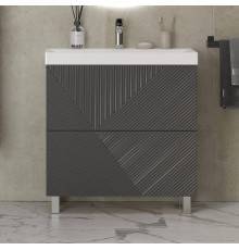 Тумба с раковиной Velvex Edge 80.2Y напольная, графит