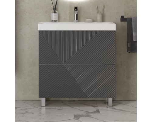 Тумба с раковиной Velvex Edge 80.2Y напольная, графит Тумба с раковиной Velvex Edge 80.2Y напольная, графит