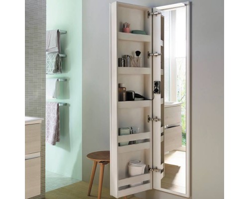 Burgbad Sys30 Шкаф 40х15х176см., подвесной, 5 полок,1 зеркало, левый, подсветка, цвет: белый матовый. SPIJ040L464