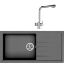 Комплект Мойка кухонная Longran Ultra ULS914.457 - 10 onyx + Смеситель MEGA Life MG-TK06 хром