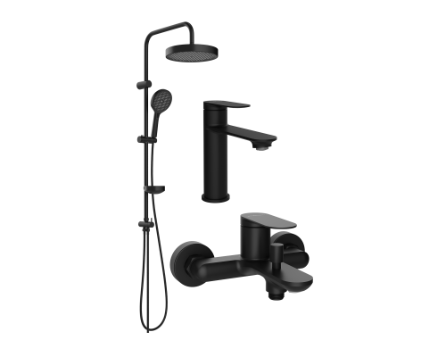 Комплект для ванной Смеситель STWORKI Сортланд S10010BK матовый черный + Стойка Монтре S30180BK + Смеситель S10100BK матовый чёрный Комплект для ванной Смеситель STWORKI Сортланд S10010BK матовый черный + Стойка Монтре S30180BK + Смеситель S10100BK матовый чёрный