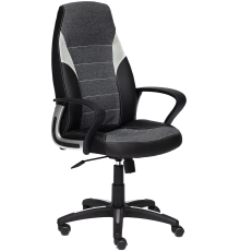 Компьютерное кресло TetChair Inter, кожзам черный 36-6, ткань серая 207, серая 14