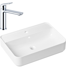 Комплект Накладная раковина Lavinia Boho Bathroom Sink Slim 33311008 + Смеситель Wellsee ICON! for life 182301000 хром