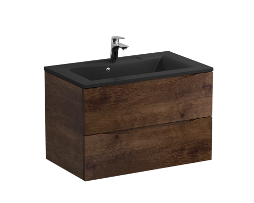 Тумба с раковиной BelBagno Marino 80, подвесная, rovere moro, черная раковина Тумба с раковиной BelBagno Marino 80, подвесная, rovere moro, черная раковина