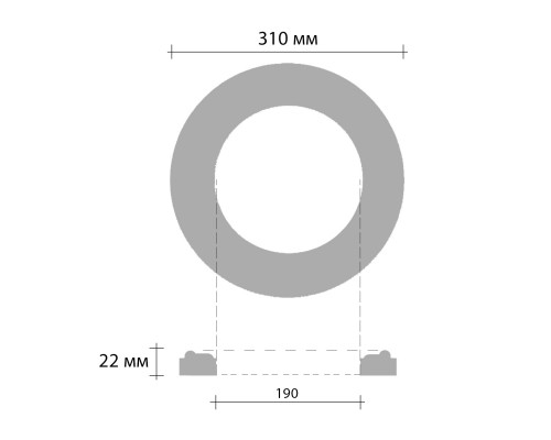 Розетка потолочная DECOMASTER DR-52 (d нар. 310, d вн. 190, h=22мм) Розетка потолочная DECOMASTER DR-52 (d нар. 310, d вн. 190, h=22мм)