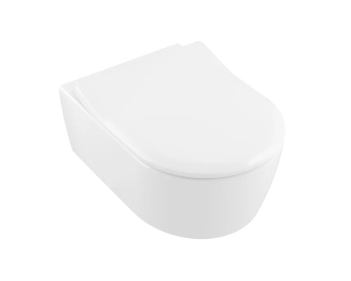 VilleroyBoch Avento Унитаз 37х53х31см.,подвесной, безободковый, в комплекте сиденье SlimSeat с микролифтом, цвет: альпийский белый. 5656RS01