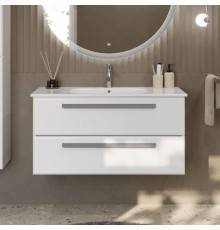 Тумба с раковиной Cezares Eco Cer 100 ручки серые, bianco lucido