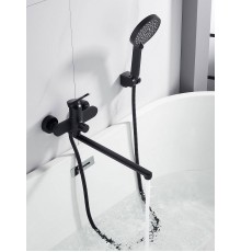 Смеситель для ванны с длинным изливом и лейкой (кран для ванны) Shevanik S4322H, черный