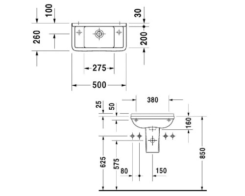 Duravit Starck 3 Раковина 50x26 см, 1 отв., с переливом, цвет: белый. 0751500000