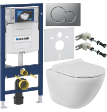 Комплект Унитаз подвесной BelBagno Amanda BB051CHR безободковый + Крышка Piano BB2111SC с микролифтом + Инсталляция Geberit Duofix UP 320 111.300.00.5 + Кнопка Sigma 01 115.770.JQ.5 лакированная, матовый хром + Крепления 111.815.00.1 к стене + Шумоизоляци