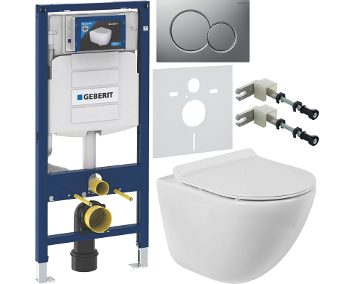 Комплект Унитаз подвесной BelBagno Amanda BB051CHR безободковый + Крышка Piano BB2111SC с микролифтом + Инсталляция Geberit Duofix UP 320 111.300.00.5 + Кнопка Sigma 01 115.770.JQ.5 лакированная, матовый хром + Крепления 111.815.00.1 к стене + Шумоизоляци