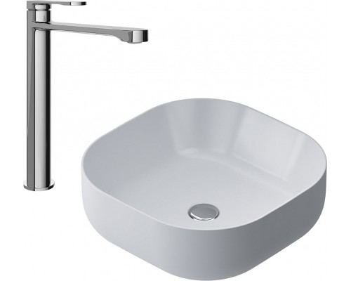 Комплект Смеситель STWORKI Ноттвиль S34020CR хром + Накладная раковина AM.PM Func M8FWCC30430WG 43 см, белый глянец