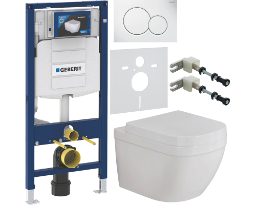 Комплект Унитаз подвесной Grohe Euro Ceramic 39328000 + Крышка 39330001 с микролифтом + Инсталляция Geberit Duofix UP 320 111.300.00.5 + Кнопка Sigma 01 115.770.11.5 белая + Крепления 111.815.00.1 к стене + Шумоизоляция 156.050.00.1