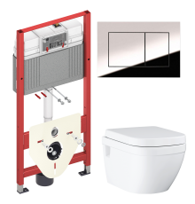 Комплект Унитаз подвесной Grohe Euro Ceramic 39703000 безободковый + Инсталляция TECE Now 9400412 4 в 1 с кнопкой смыва