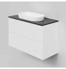 Тумба под раковину со столешницей La Fenice Terra Twin 100 подвесная, bianco, белая матовая, столешница черный мрамор