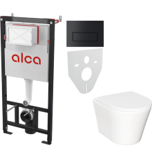 Комплект Унитаз подвесной Ceramicanova Forma CN3011 с микролифтом + Инсталляция AlcaPlast AM101/1120-4:1 RU M578-0001 кнопка смыва черная