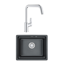 Комплект Мойка Granula Kitchen Space 5501U, шварц + Смеситель Grohe Eurosmart